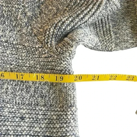 Ann Taylor LOFT Women's Sweater Blue White Fringe Open Front Cardigan Petite LG - Picture 9 of 9